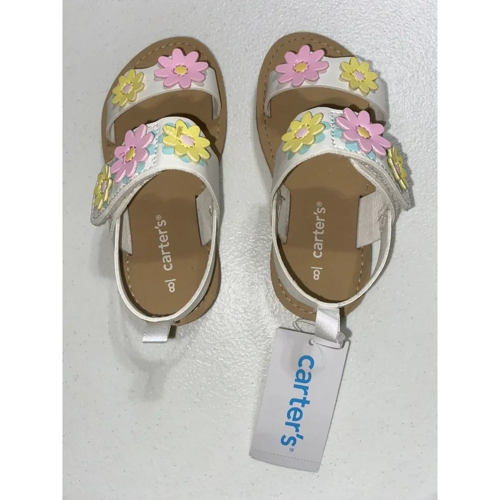 Carters Jojo White Floral Sandals Toddler Size 8 NEW